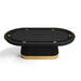 RAM Game Room PRO84TXTBL-B black oval poker table with gold cup holders