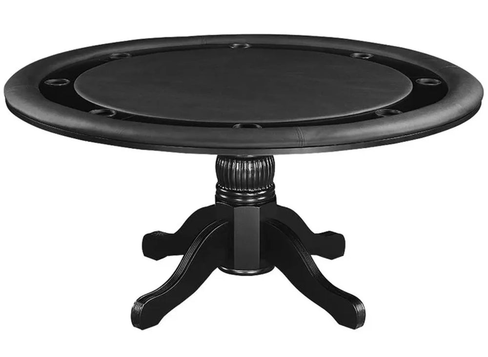 RAM Game Room GTBL60 BLK 60-inch round 2-in-1 game table with padded rail and cup holders