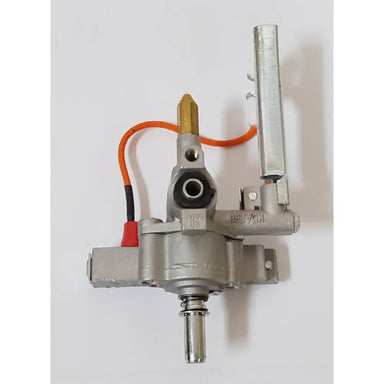 Sunstone R-Rvalve-NG regular natural gas grill valve for Ruby Grills, replacement gas control valve assembly with igniter wire lead, close-up on white background.