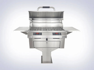 ElectriChef Ruby 32" Dual Pedestal Electric Grill - Front View with Side Shelves 