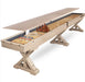 Freetime Fun Rockford Rustic Oak 14-foot 2-piece shuffleboard table with a floating dining top conversion option.