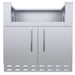 Front view of Sunstone SAC34CGDC 34" hybrid grill base cabinet, stainless double doors with long handles and vented toe-kick for BBQ islands.