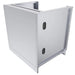 Rear/side view of Sunstone SAC34CGDC 34-inch hybrid grill base cabinet showing stainless panels and access cutouts for gas or power connections.