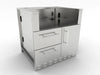 Sunstone SAC34GLPCD 34" gas grill base cabinet, stainless steel with double drawers and right-side door for outdoor kitchen islands.