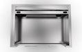 Top-down view inside Sunstone SAC40GLPCD 40" grill base cabinet showing stainless interior cavity and rear access openings for gas lines.