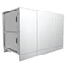 Rear/side view of Sunstone SAC52HGDC pellet grill base cabinet 52", smooth stainless panels designed for outdoor kitchen installations.