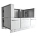 Sunstone SAC52HGDC 52-inch pellet grill base cabinet in stainless steel, triple drawers and open rear access for outdoor kitchen islands.