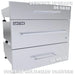 Triple-stacked Sunstone outdoor kitchen storage featuring a 30-inch warming drawer with designer face panel, a small drawer (DE-SD30), and a medium drawer (DE-MD30).