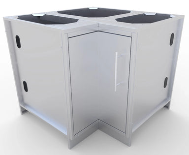 Front perspective of Sunstone 12"x12" outdoor kitchen corner cabinet with a sleek vertical handle and weather-resistant door.
