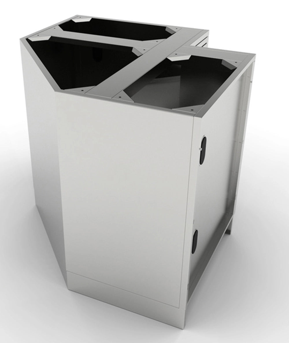 Side profile of the Sunstone SBC12SLS modular corner cabinet showing the finished back panel and flush-mount design.