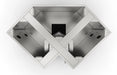 Top-down view of the Sunstone stainless steel corner cabinet frame highlighting the cross-brace support for heavy countertop installation.
