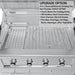 Close-up of the 3-in-1 smoking tray insert positioned below the cooking grates of the Ruby 5-burner gas grill.