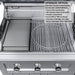 Solid Steel Powder Coated Griddle insert (SUNCP-GRIDDLE) for Sunstone Ruby grills, ideal for cooking pancakes, eggs, and vegetables outdoors.