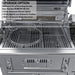 Sunstone dual rotisserie kit setup showing two criss-cross rotisserie rods with high and low mounting positions for versatile grilling.