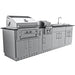 Sunstone Alamo Hybrid Grill Island 10 ft close view of open hybrid grill cooking grates and companion side griller