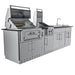 Sunstone Alamo Hybrid Grill Island 10 ft rear view with hybrid grill, side griller, sink, and stainless cabinet configuration