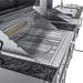 Sunstone Alamo Hybrid Grill Island 10 ft front angle with closed hybrid grill, side griller, sink, and cabinet storage