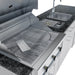 Sunstone SCPBAYOU8.6 Bayou Outdoor Kitchen Island 8'6" grill interior close-up with stainless cooking grates, warming rack and smoker box.