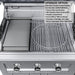Sunstone SCPBAYOU8.6 Bayou Outdoor Kitchen Island 8'6" grill griddle insert upgrade option shown beside main cooking grates.
