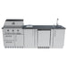 Sunstone SCPBAYOU8.6 Bayou Outdoor Kitchen Island 8'6" front view with built-in grill, prep space, 21" outdoor fridge and sink.
