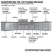 Sunstone SCPBIGTEX21 Big-Tex 21ft Island Package diagram with labeled components (grill, gas/charcoal unit, 21-inch fridge, sink) and note “counter not included.”