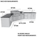 Sunstone SCPBIGTEX21 Big-Texan Outdoor Kitchen Island measurement diagram showing back-side dimensions and 45-degree angle front measurements.