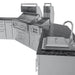 Sunstone SCPBIGTEX21 Big-Texan Outdoor Kitchen Island corner view with dual stainless grills, side burner, and premium sink on dark stone countertop.