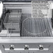 Sunstone deep fryer and steamer grill insert accessory with a stainless steel basket and cover, shown installed in the Brazos outdoor kitchen island.