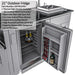 Sunstone SAPFR21PRO 21-inch outdoor fridge with 4.1 cubic foot capacity, reversible stainless steel door, and three interior shelves for beverage storage.