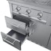Double drawer and single door storage combo unit located beneath the outdoor grill in a Sunstone Brazos series kitchen island.