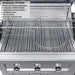 Close-up of the Sunstone Caprice grill with the dual rotisserie kit upgrade (RUBY-RK-3B X2) installed, demonstrating high and low roasting positions simultaneously.