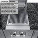 Sunstone Cypress side grill close-up with 3-in-1 charcoal/wood smoking tray upgrade option and searing grate surface.