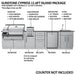 Sunstone SCPCYPRESS11.6 Cypress 11.6ft island package diagram with labeled components (grill, side burner, fridge, sink base) and note that countertop is not included.