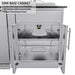 Sunstone Cypress sink base cabinet with doors open, showing plumbing access shelf and bottom access panel.