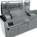 Close-up of Sunstone Cypress stainless gas grill and adjacent side burner with open lids, touchscreen control panel, and heavy-duty cooking grates.