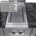 Sunstone Dallas 14 ft Hybrid Grill Island upgrade option with 3-in-1 charcoal and smoking tray below stainless cooking grates