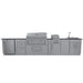 Sunstone Dallas 14 ft Hybrid Grill Island full front view with outdoor fridge, 42-inch grill, side griller, sink, and drawers