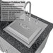 Sunstone Dallas 14 ft Hybrid Grill Island premium outdoor sink with stainless steel cover, faucet, soap dispenser, and accessories