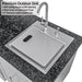Sunstone Dallas 14 ft Hybrid Grill Island outdoor sink with fitted ABS cutting board cover and stainless steel faucet