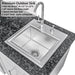 Sunstone Dallas 14 ft Hybrid Grill Island premium outdoor sink with stainless steel basin, faucet, soap dispenser, and raised sink grid