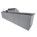 Sunstone Dallas 14 ft Hybrid Grill Island rear view with long countertop, grill housing, sink, and outdoor kitchen frame