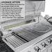 Sunstone SCPFRENCHQUARTER13.7 French Quarter Island grill upgrade option with 3-in-1 charcoal/wood smoking tray insert beneath cooking grates.