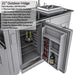 Sunstone SCPFRENCHQUARTER13.7 French Quarter Island 21-inch outdoor fridge shown open with interior shelves and door storage in stainless cabinet.