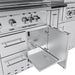 Sunstone SCPFRENCHQUARTER13.7 French Quarter Island built-in grill base cabinet with open door and slide-out stainless tray for outdoor kitchen storage.