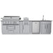 Sunstone Gulf Breeze Island Package full front view with main grill, side griller, outdoor fridge, sink, and storage