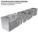 Exploded view of the Sunstone Hill Country 13.6 modular cabinet components including grill base, sink cabinet, and refrigerator spacer.