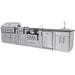 Full 13.6-foot Sunstone Hill Country outdoor kitchen island featuring grill, side burners, fridge, and sink station.