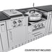 Sunstone power circular burner with lid and double side burner integrated into a professional stainless steel outdoor island.