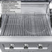 Sunstone SCPMAGNOLIA10 Magnolia ADA gas grill interior showing rotisserie rod, warming rack, and stainless grates.