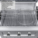 Sunstone SCPMAGNOLIA10 Magnolia ADA grill interior with rotisserie kit and mounting bracket over stainless cooking grates.
